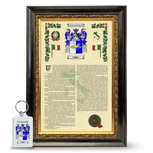 Dolfino Framed Armorial History and Keychain - Heirloom