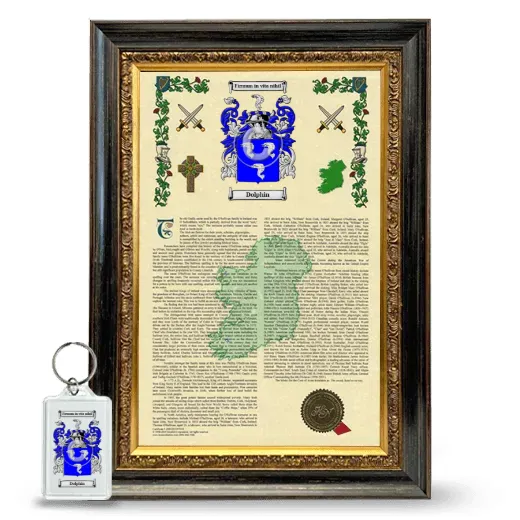 Dolphin Framed Armorial History and Keychain - Heirloom