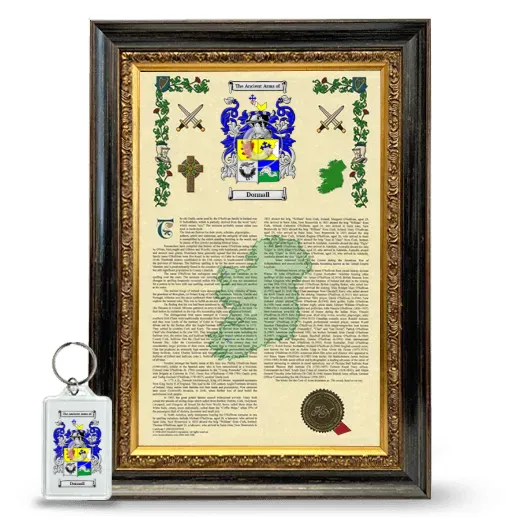 Donnall Framed Armorial History and Keychain - Heirloom