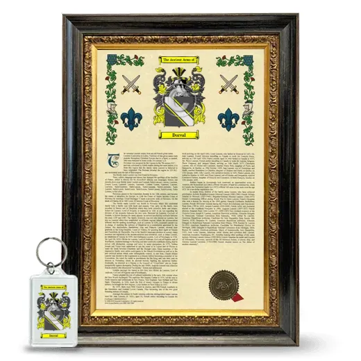 Dorval Framed Armorial History and Keychain - Heirloom