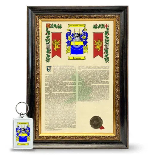 Downam Framed Armorial History and Keychain - Heirloom