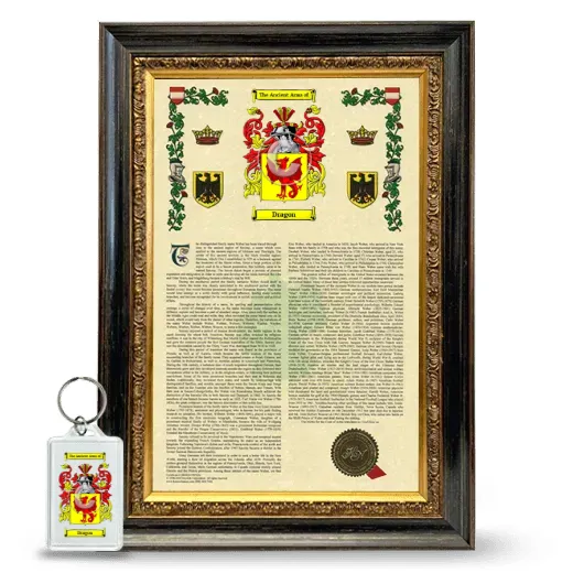 Dragon Framed Armorial History and Keychain - Heirloom