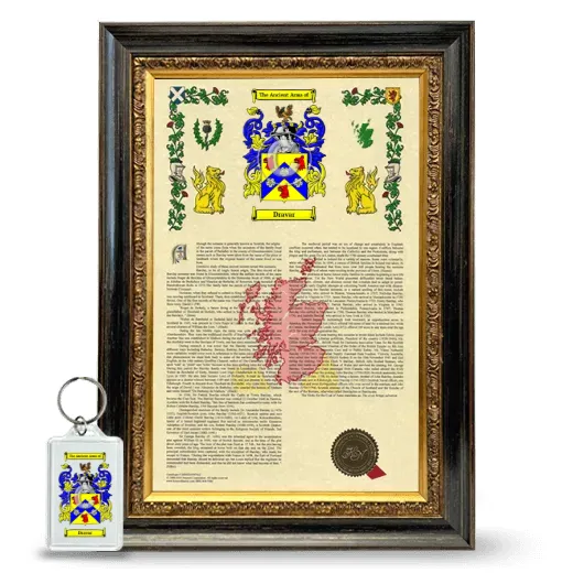Dravar Framed Armorial History and Keychain - Heirloom