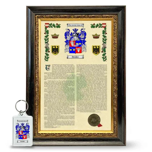 Drenker Framed Armorial History and Keychain - Heirloom