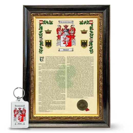 Dressel Framed Armorial History and Keychain - Heirloom