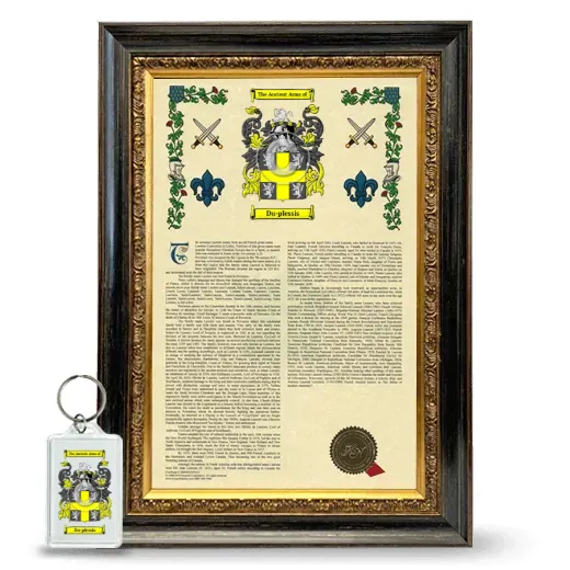 Du-plessis Framed Armorial History and Keychain - Heirloom