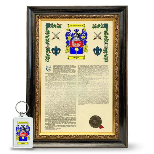 Dugaw Framed Armorial History and Keychain - Heirloom