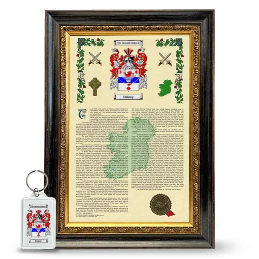 Dulany Framed Armorial History and Keychain - Heirloom