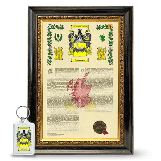 Dunnavant Framed Armorial History and Keychain - Heirloom