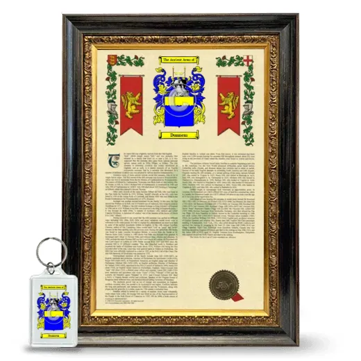 Dunnem Framed Armorial History and Keychain - Heirloom