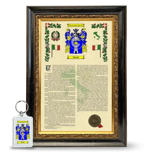 Durant Framed Armorial History and Keychain - Heirloom