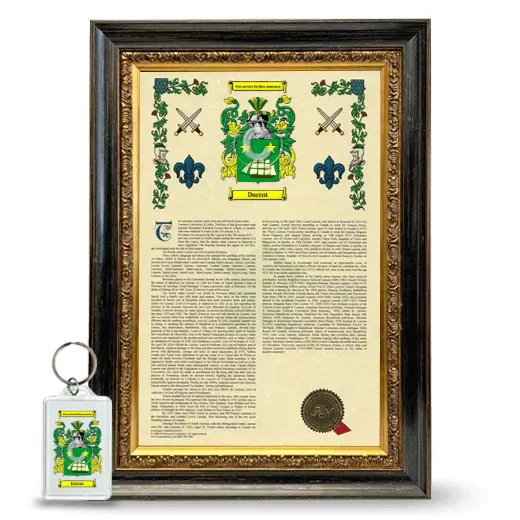 Durent Framed Armorial History and Keychain - Heirloom