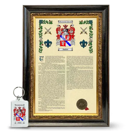 Durfort Framed Armorial History and Keychain - Heirloom
