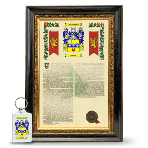 Durken Framed Armorial History and Keychain - Heirloom