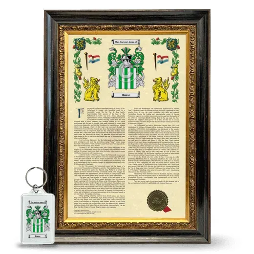 Dusse Framed Armorial History and Keychain - Heirloom