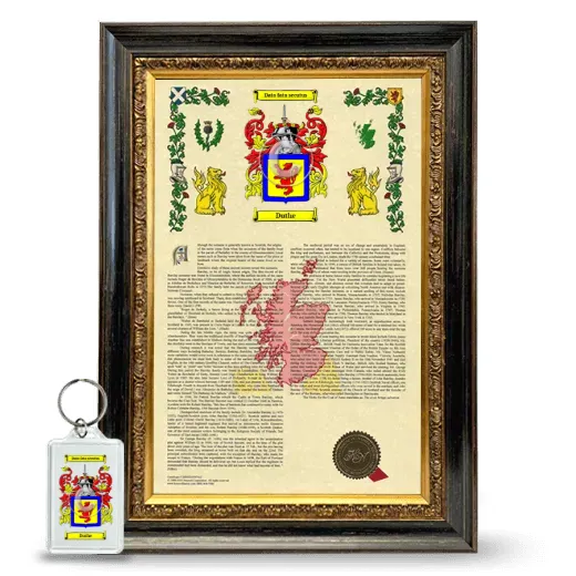 Duthe Framed Armorial History and Keychain - Heirloom