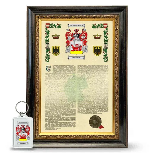 Dykeman Framed Armorial History and Keychain - Heirloom