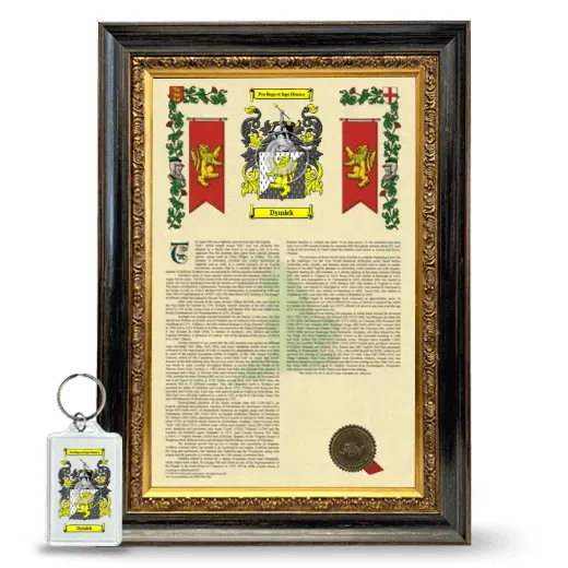 Dymick Framed Armorial History and Keychain - Heirloom