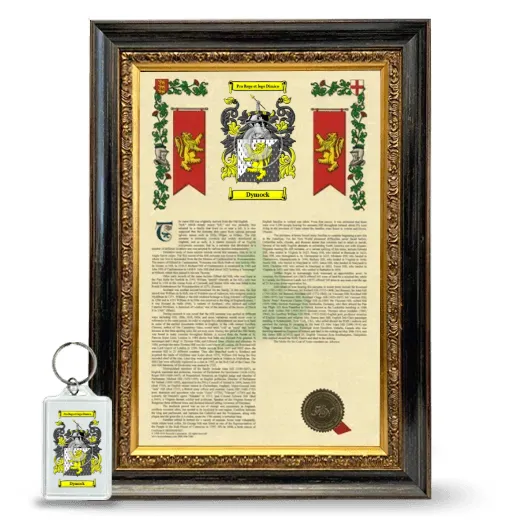 Dymock Framed Armorial History and Keychain - Heirloom