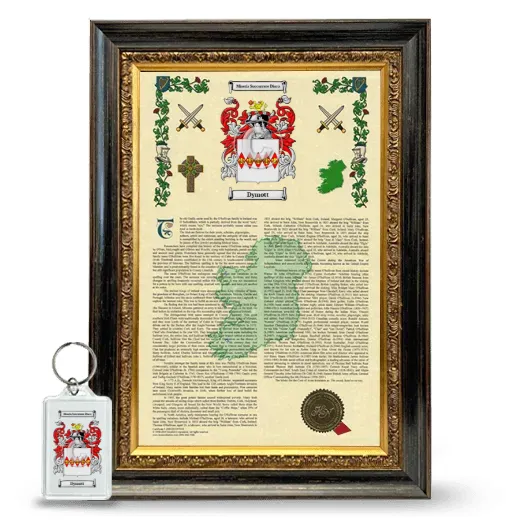 Dymott Framed Armorial History and Keychain - Heirloom