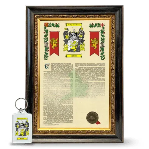 Dymox Framed Armorial History and Keychain - Heirloom