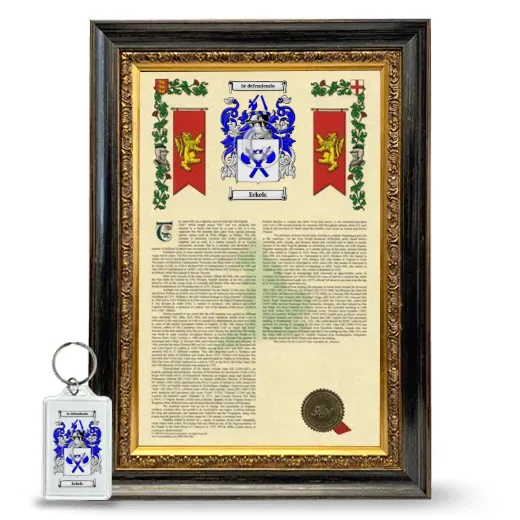 Eckels Framed Armorial History and Keychain - Heirloom