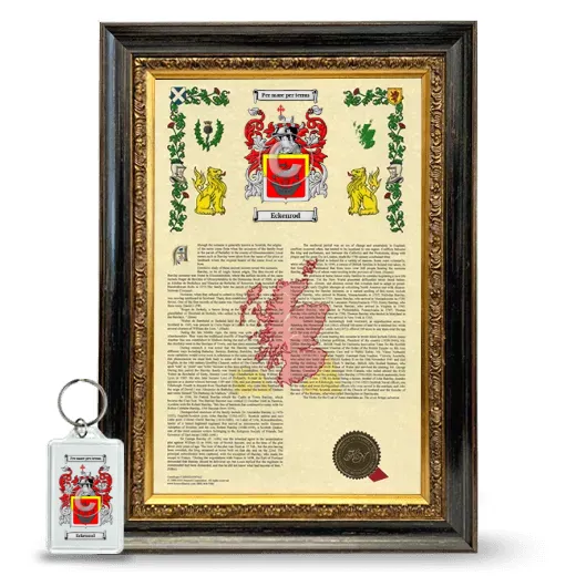 Eckenrod Framed Armorial History and Keychain - Heirloom