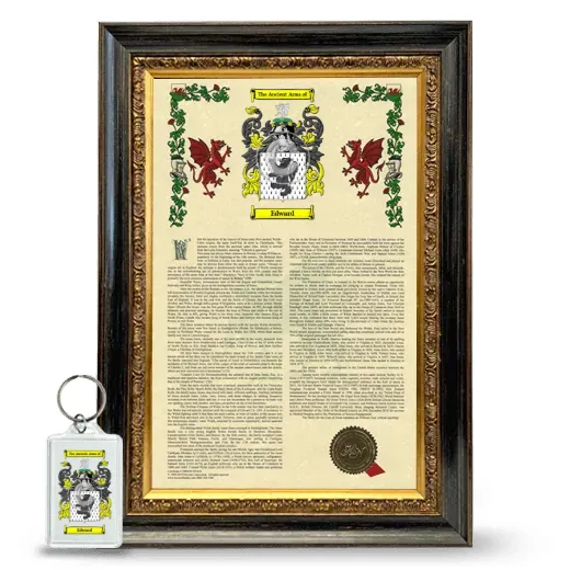 Edward Framed Armorial History and Keychain - Heirloom