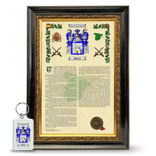 Eglesias Framed Armorial History and Keychain - Heirloom