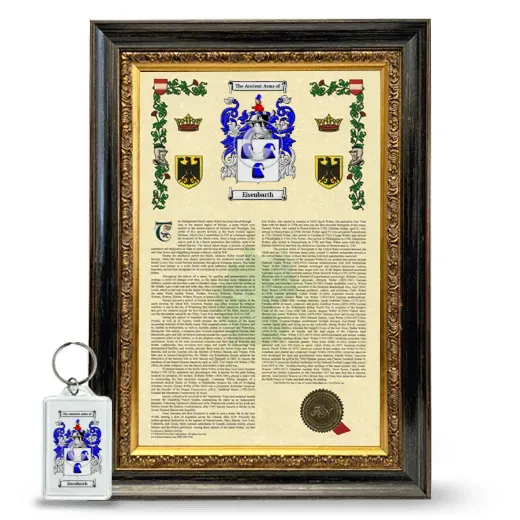 Eisenbarth Framed Armorial History and Keychain - Heirloom