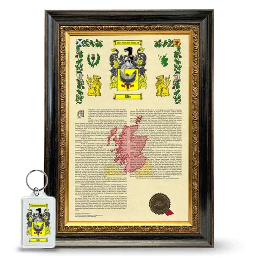 Elky Framed Armorial History and Keychain - Heirloom