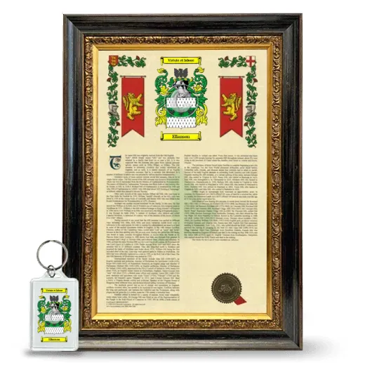 Ellanson Framed Armorial History and Keychain - Heirloom