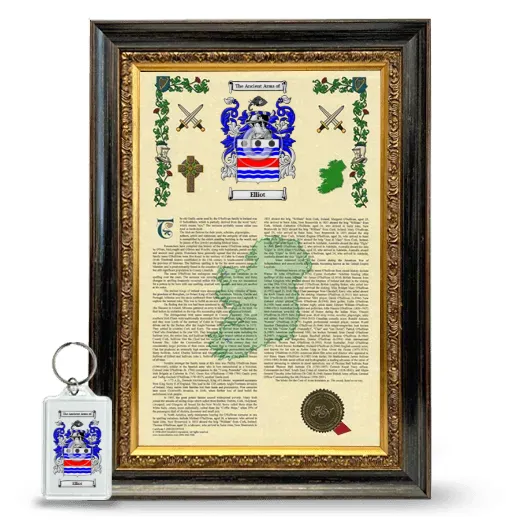 Elliot Framed Armorial History and Keychain - Heirloom