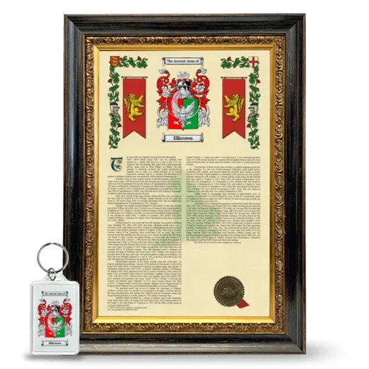 Ellistown Framed Armorial History and Keychain - Heirloom