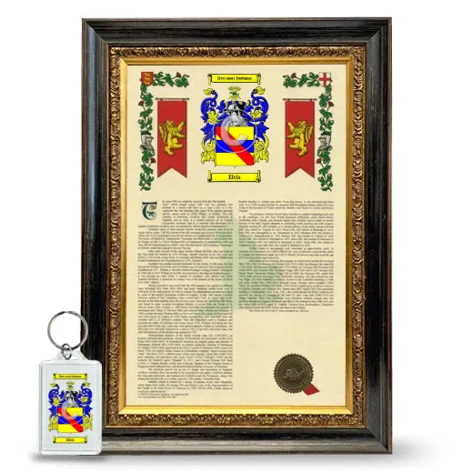 Elvis Framed Armorial History and Keychain - Heirloom