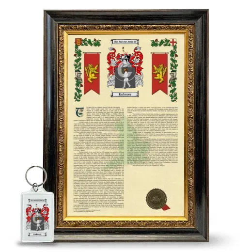 Emburey Framed Armorial History and Keychain - Heirloom