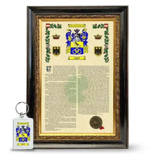Engell Framed Armorial History and Keychain - Heirloom