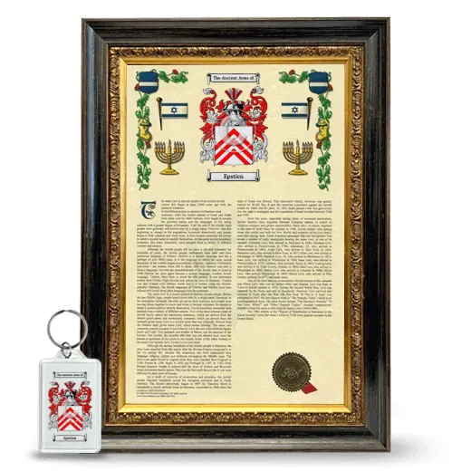 Epstien Framed Armorial History and Keychain - Heirloom
