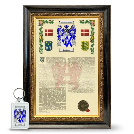 Erickson Framed Armorial History and Keychain - Heirloom