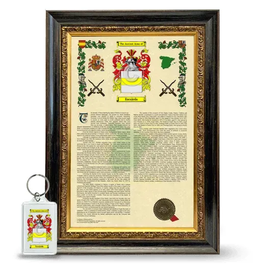 Escajeda Framed Armorial History and Keychain - Heirloom