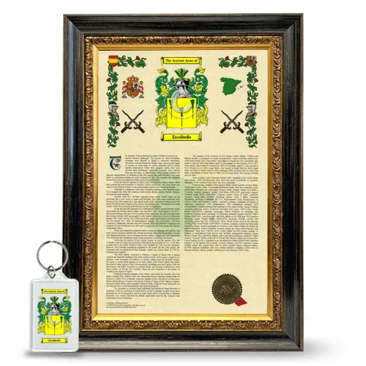 Escobedo Framed Armorial History and Keychain - Heirloom