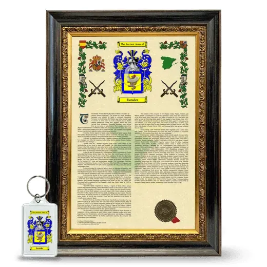 Escuder Framed Armorial History and Keychain - Heirloom