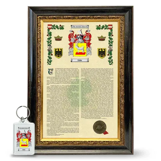 Esler Framed Armorial History and Keychain - Heirloom