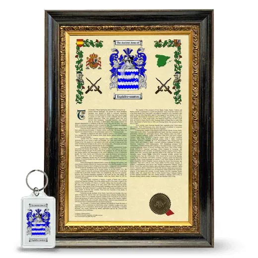 Espirito-santos Framed Armorial History and Keychain - Heirloom
