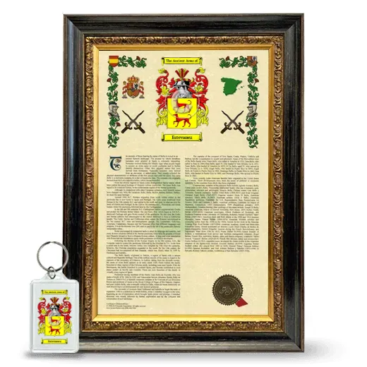 Estevanez Framed Armorial History and Keychain - Heirloom