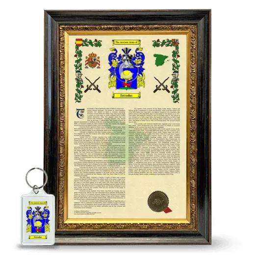Estradas Framed Armorial History and Keychain - Heirloom