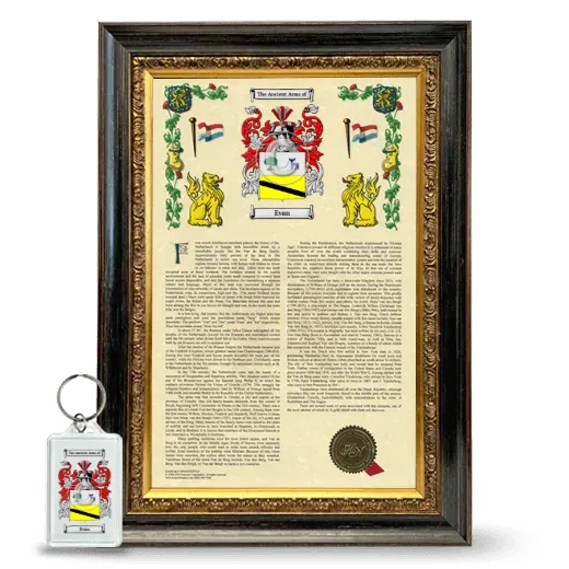 Evan Framed Armorial History and Keychain - Heirloom