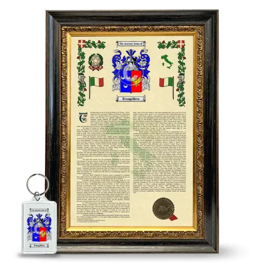 Evangelisto Framed Armorial History and Keychain - Heirloom