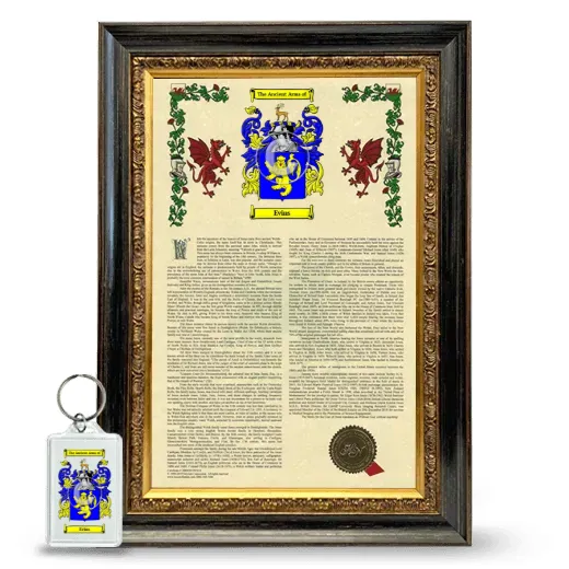 Evins Framed Armorial History and Keychain - Heirloom