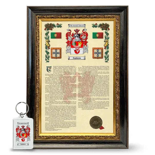 Ezpinoza Framed Armorial History and Keychain - Heirloom
